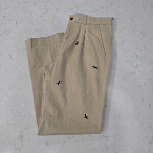 Brooks Brothers Elliot Fit Khaki Chino Pants Embroidered Dog Frisbee Mens 32x32